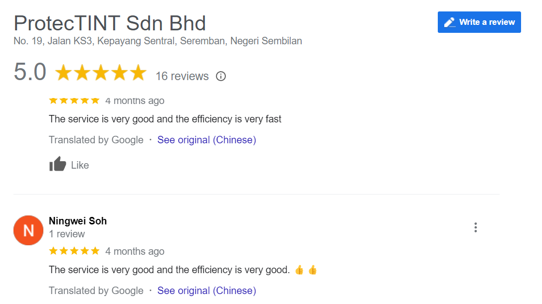 Customer Review - The service is very good and the efficiency is very good. 👍👍